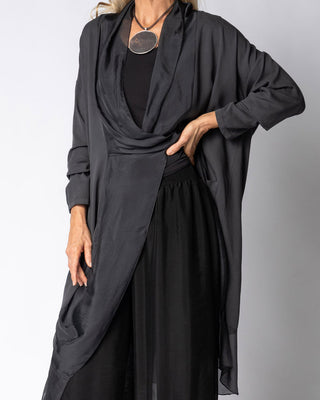 viscose silk cross-front tunic - granite - miraline