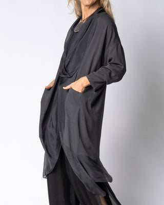 viscose silk cross-front tunic - granite - miraline