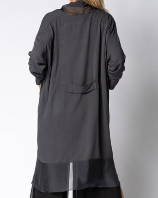 viscose silk cross-front tunic - granite - miraline