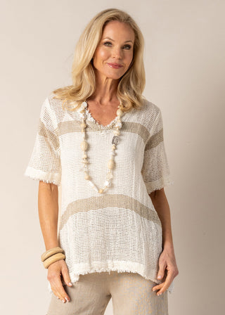 linen top - nerida - cream