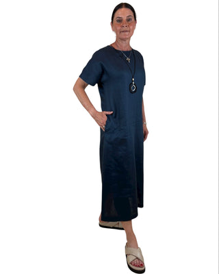 linen - navy dress - eva