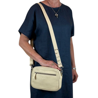 leather crossbody bag - large - cream