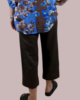 linen 7/8 pants - chocolate - kim