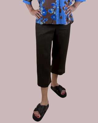 linen 7/8 pants - chocolate - kim