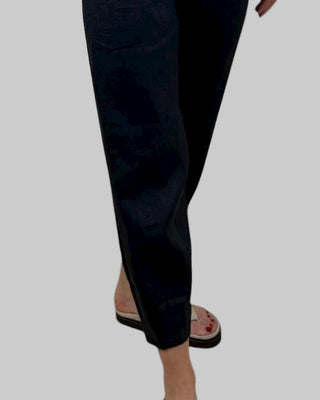 linen barrell leg pants-black-sarah