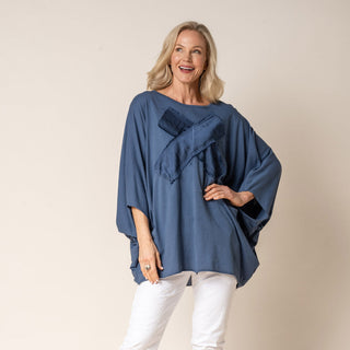 cotton top - rhoxane - denim blue