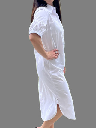 organic cotton shirt dress white - mila