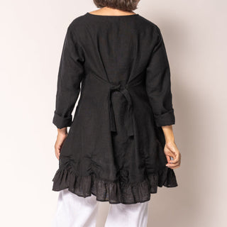 linen cotton frill jacket - onyx
