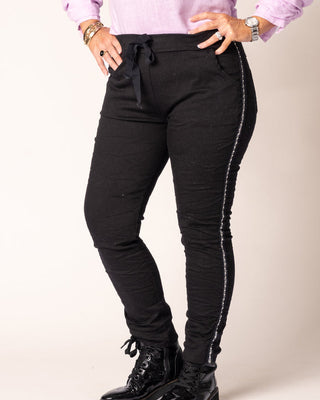 magic stretch pants - black with trim - italian