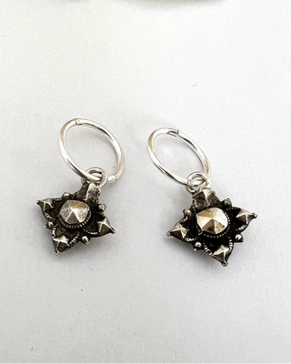 vintage star earrings - sterling silver and copper