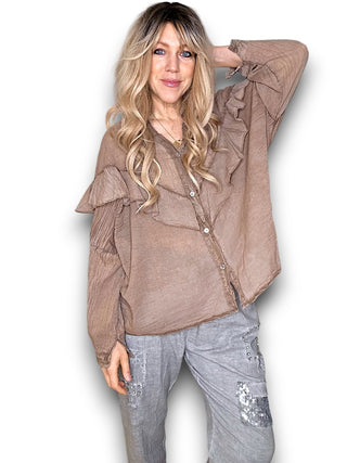 blouse - mocha cotton - helga may