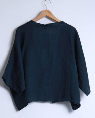 linen tie-front jacket - navy - shyloh