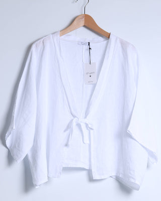 linen tie-front jacket - white - shyloh