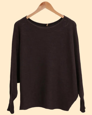 viscose cashmere blend jumper - lea luc - chocolate