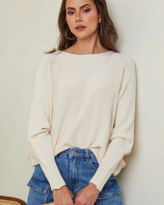 viscose cashmere blend jumper - lea luc - cream