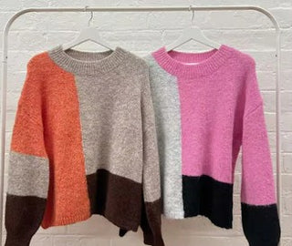 wool mohair blend knit jumper - pink