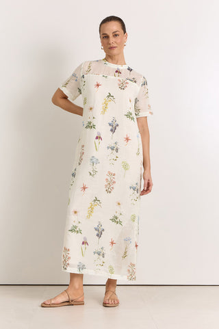 ramie linen dress - floral
