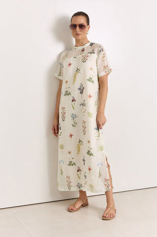 ramie linen dress - floral