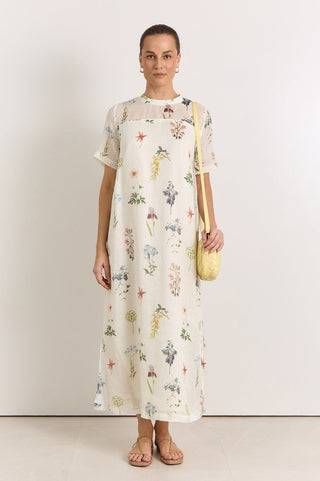 ramie linen dress - floral