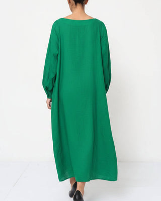 linen boat neck dress - apple - lealuc