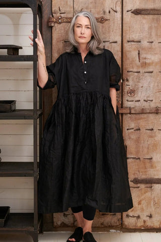 edith dress - cotton organdy - black