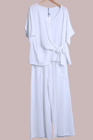 linen cotton top - tie detail - white - shyloh