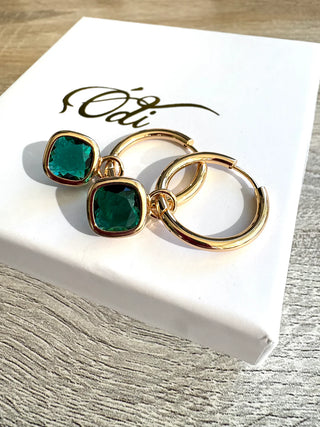 glass cushion hoops - gold - green