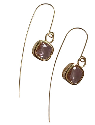 glass cushion ear wires - silver - baby pink