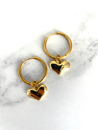modern hearts - gold - hoops