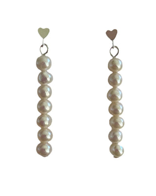 heart stick - white FW pearls - sterling silver