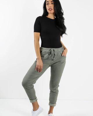 magic stretch pants - khaki - italian
