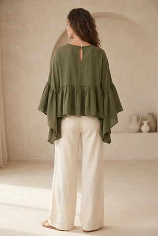 cotton voile blouse - khaki