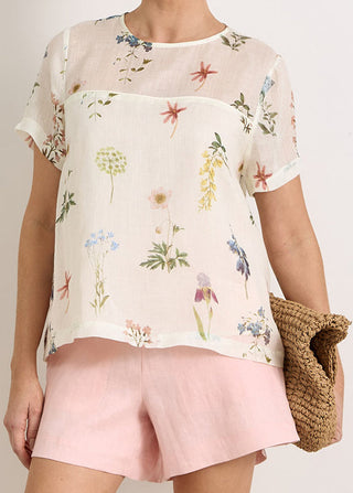ramie linen top - floral - lori