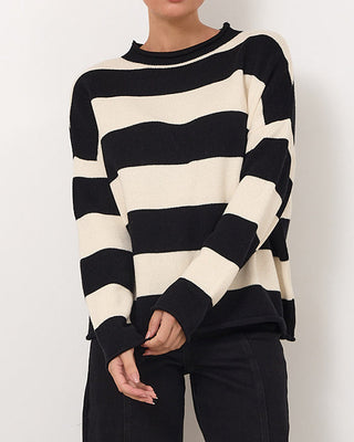 cotton wool knit top - black - lucille
