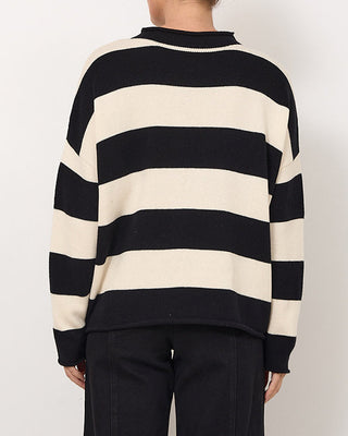 cotton wool knit top - black - lucille