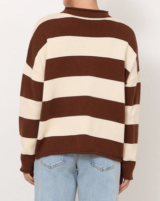 cotton wool knit top - chocolate - lucille