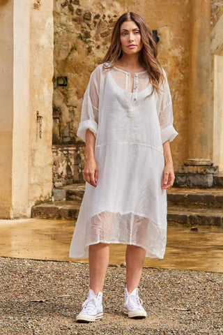 silk organza martina dress - warm white