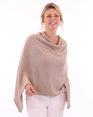 cashmere blend poncho - mocha