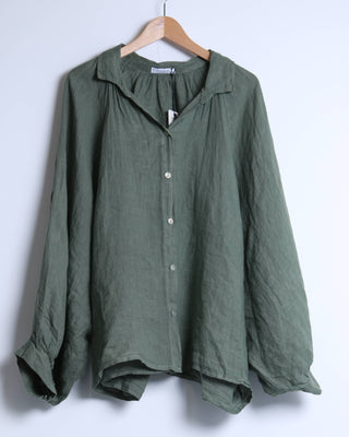 linen shirt with puff sleeves - khaki - shyloh