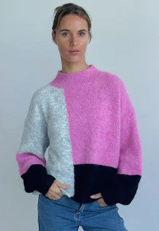 wool mohair blend knit jumper - pink