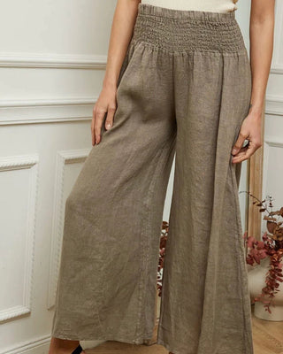 linen pants - lea luc - taupe